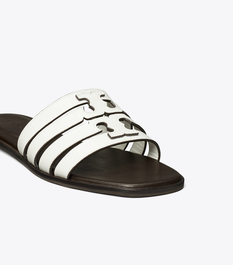 Tory Burch designer sandals Ines Slide in GARDENIA / COCOA angle