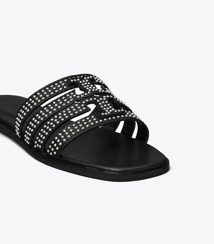 Tory Burch designer sandals Ines Slide in PERFECT BLACK detail