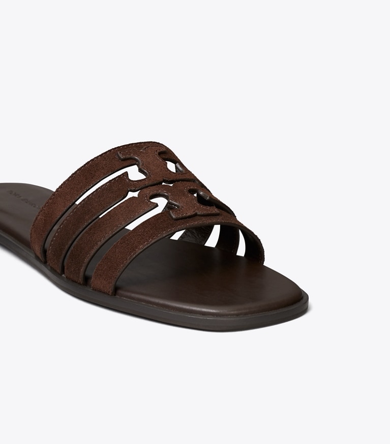 Tory Burch designer sandals Ines Slide in DARK COCOA / DARK COCOA angle