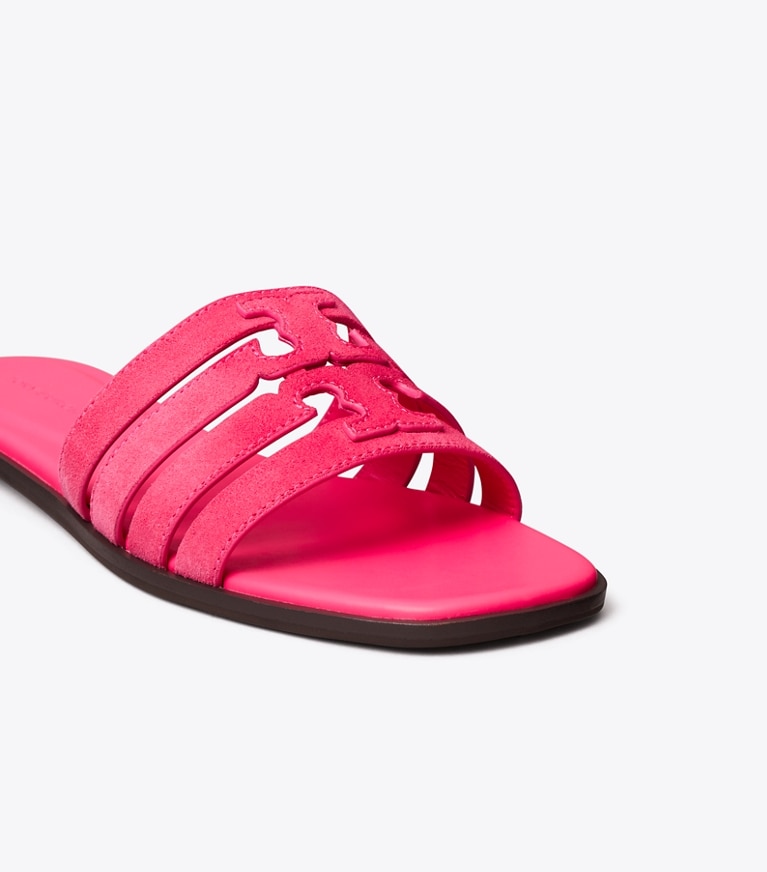 Tory Burch designer sandals Ines Slide in FUSCHIA PINK / FUSCHIA PINK angle