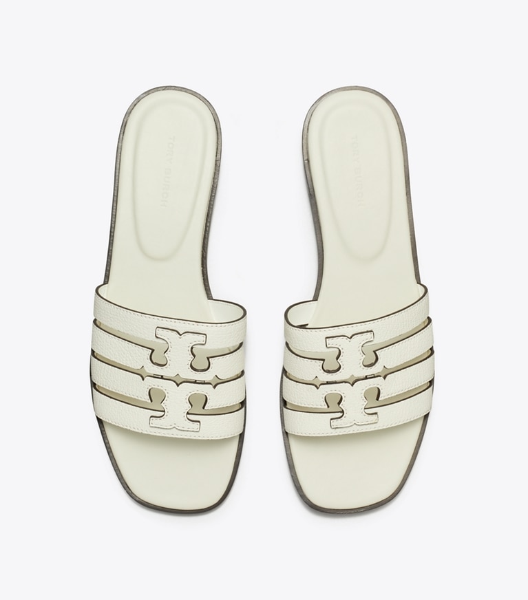 Tory Burch designer sandals Ines Slide in CREAM / CREAM overhead