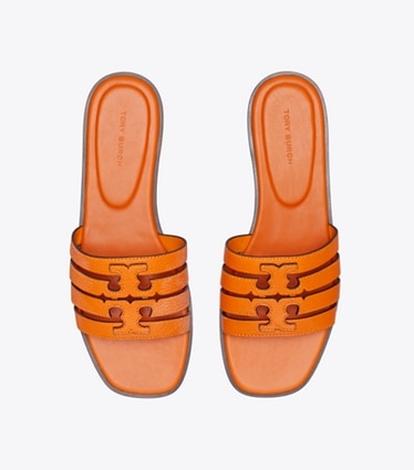 Tory Burch designer sandals Ines Slide in ORANGE CITRINE / ORANGE CITRINE overhead
