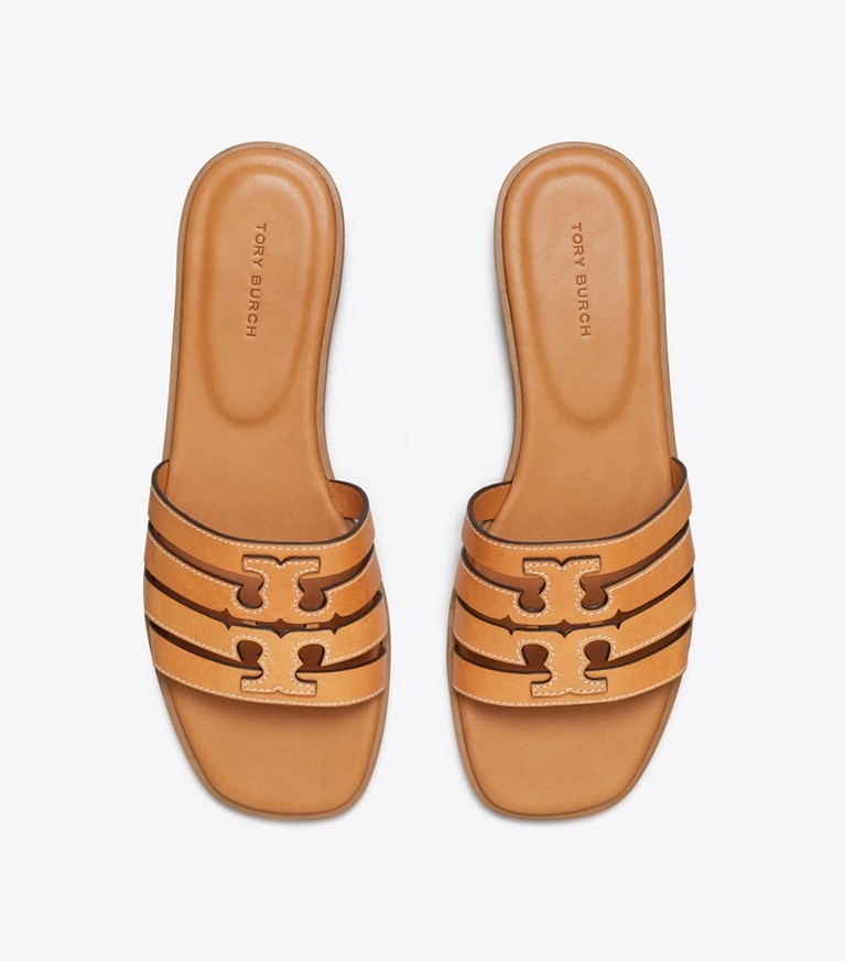 Tory Burch designer sandals Ines Slide in CAMELLO angle