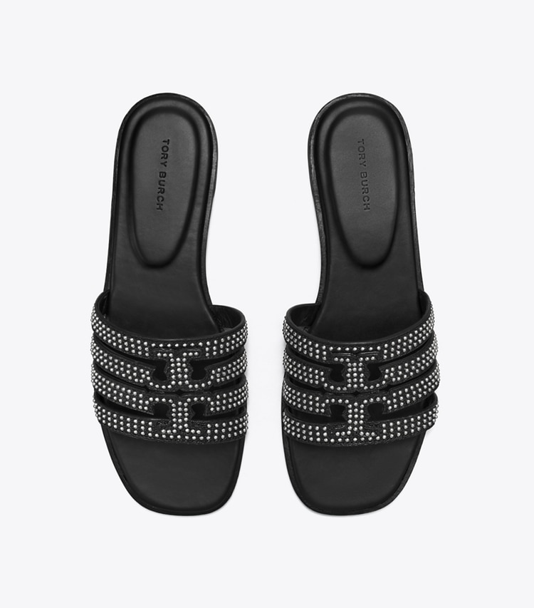 Tory Burch designer sandals Ines Slide in PERFECT BLACK overhead