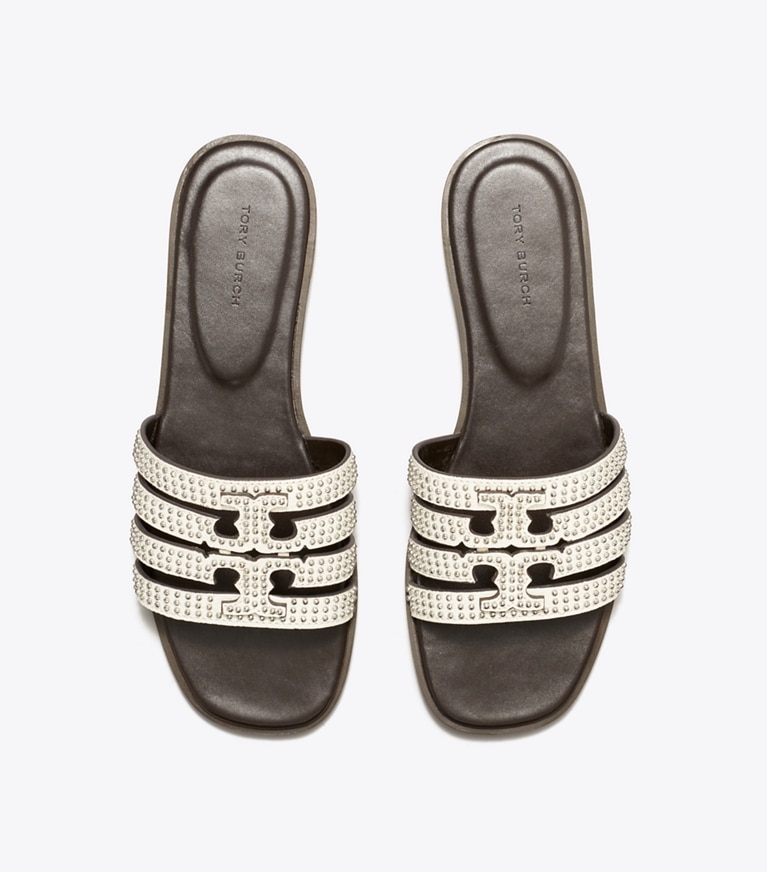 Tory Burch designer sandals Ines Slide in BLANC angle