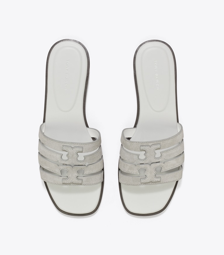 Tory Burch designer sandals Ines Slide in LOUTRE GRAY / CLOUD overhead