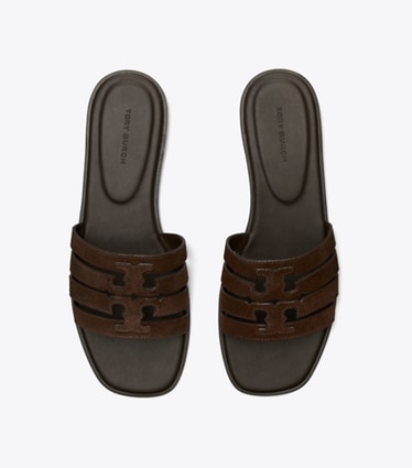 Tory Burch designer sandals Ines Slide in DARK COCOA / DARK COCOA overhead