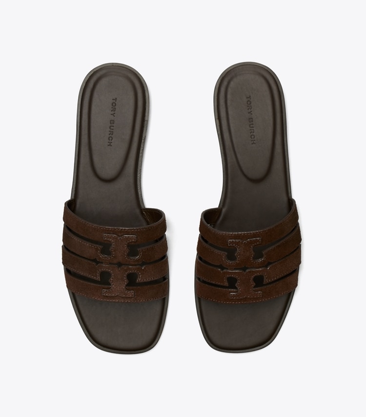 Tory Burch designer sandals Ines Slide in DARK COCOA / DARK COCOA overhead