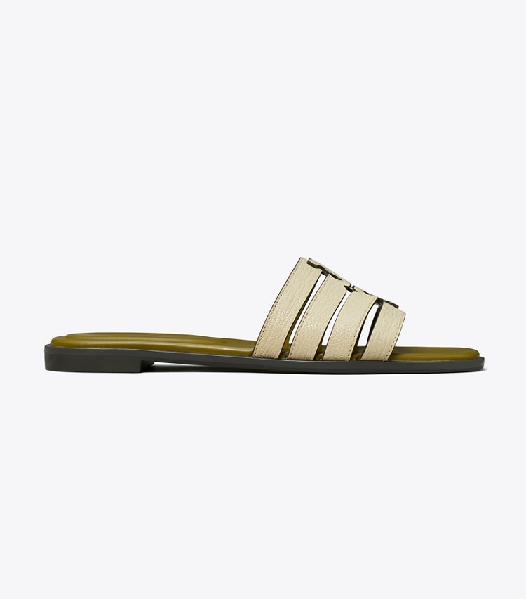 Tory Burch designer sandals Ines Slide in STONE GRAY / KHAKI OLIVE side