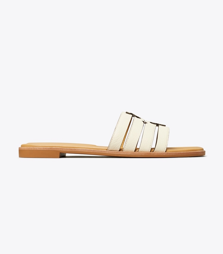 Tory Burch designer sandals Ines Slide in LIGHT CREAM / GINGER SHORTBREAD side