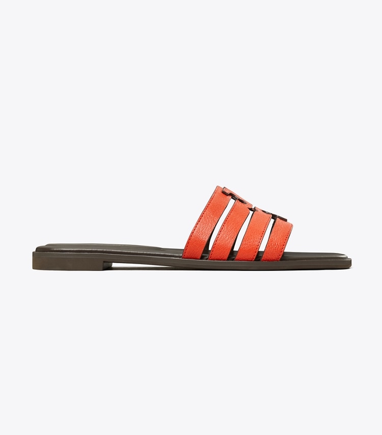 Tory Burch designer sandals Ines Slide in EMBER / COCOA side