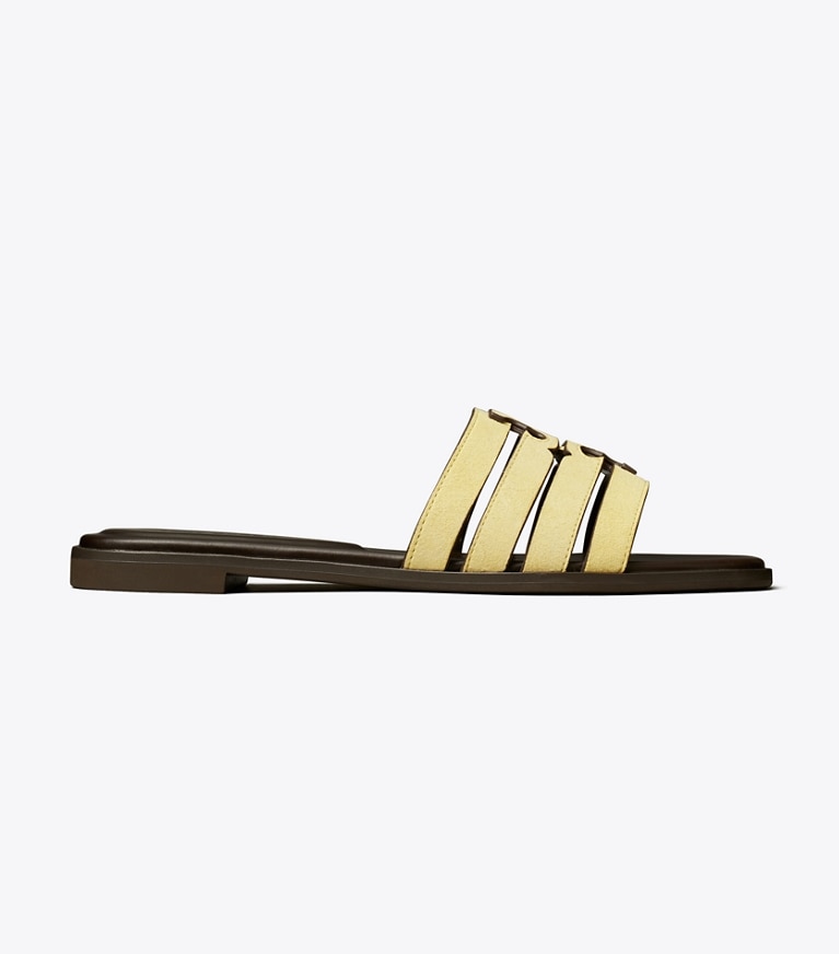 Tory Burch designer sandalen Ines Slide in MATTE SUN / COCOA angle