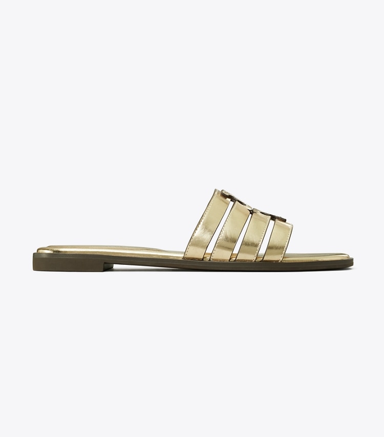 Tory Burch designer sandals Ines Slide in SPARK GOLD / SPARK GOLD side