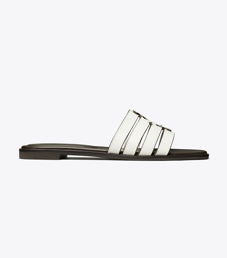 Tory Burch designer sandals Ines Slide in GARDENIA / COCOA side
