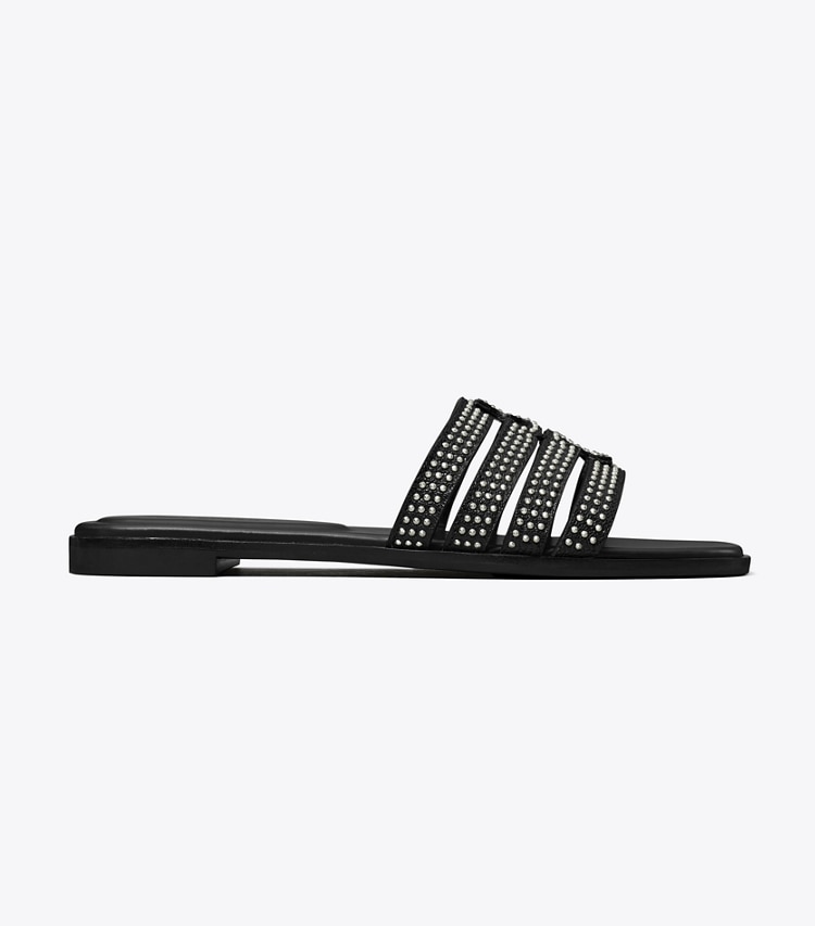 Tory Burch designer sandals Ines Slide in PERFECT BLACK side
