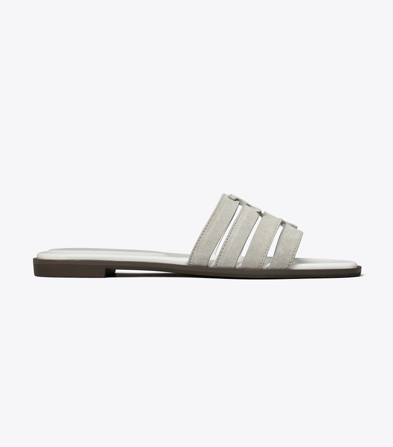 Tory Burch designer sandals Ines Slide in LOUTRE GRAY / CLOUD side