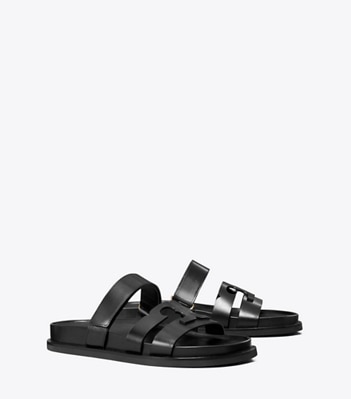 Tory Burch designer sandals Ines Sport Slide in PERFECT BLACK angle