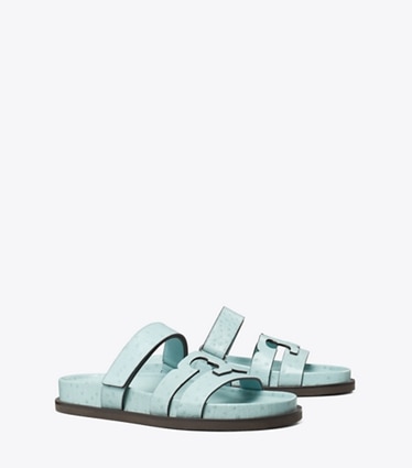 Tory Burch designer sandals Ines Sport Slide in SKY angle