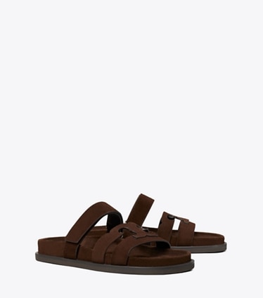 Tory Burch designer sandals Ines Sport Slide in COCOA angle