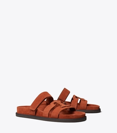 Tory Burch designer sandals Ines Sport Slide in ACERO angle