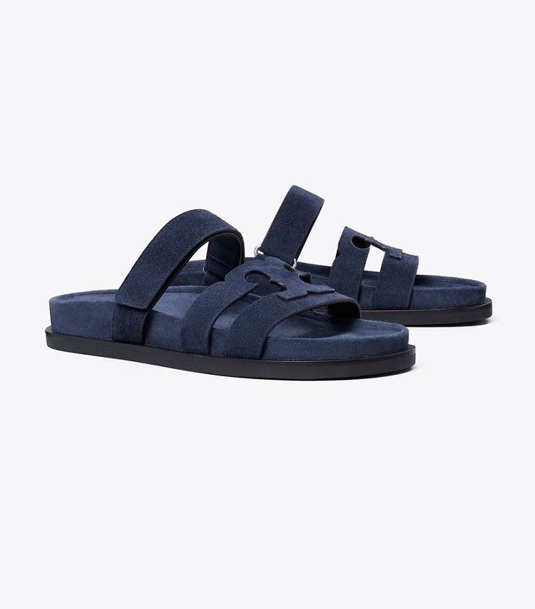 Tory Burch designer sandals Ines Sport Slide in NEW NAVY angle