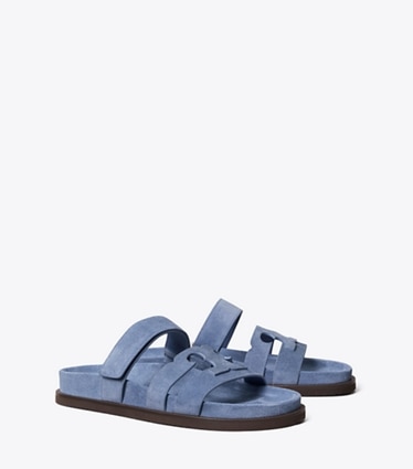 Tory Burch designer sandals Ines Sport Slide in SOFT BLUE angle
