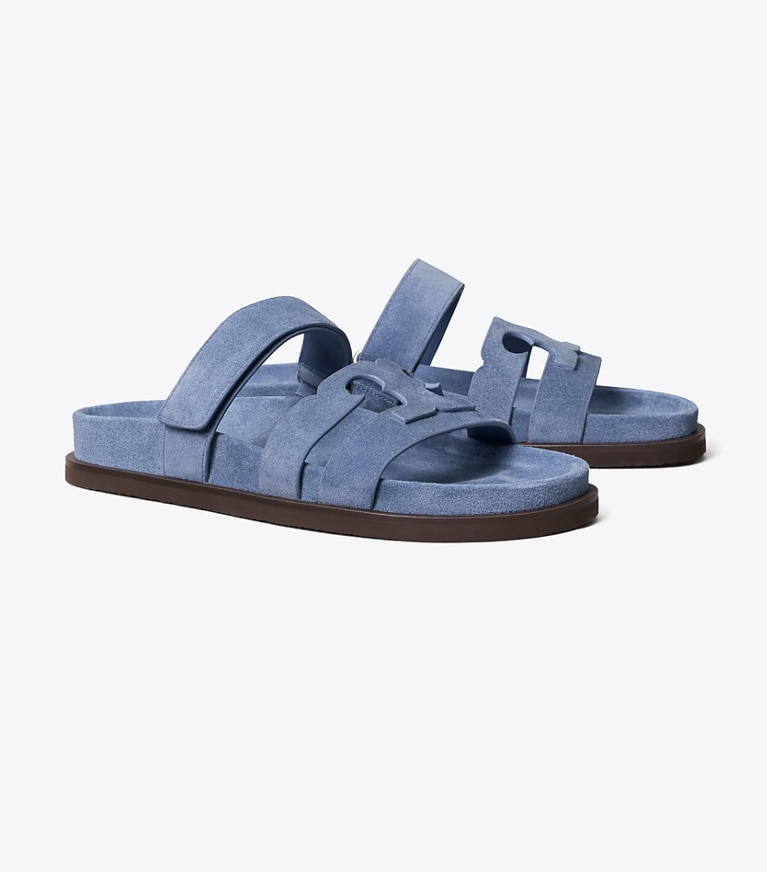 Tory Burch designer sandals Ines Sport Slide in SOFT BLUE angle