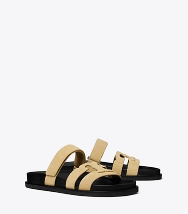Tory Burch designer sandals Ines Sport Slide in MATTE SUN angle
