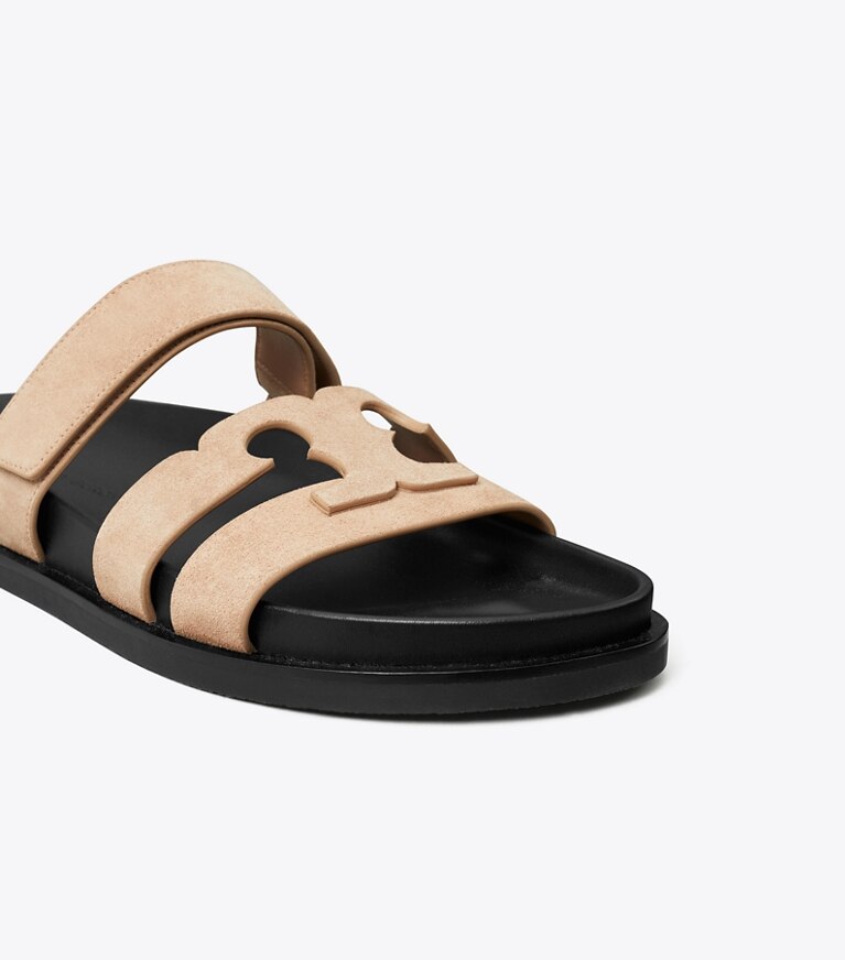 Tory Burch designer sandals Ines Sport Slide in MALVA / PERFECT BLACK angle