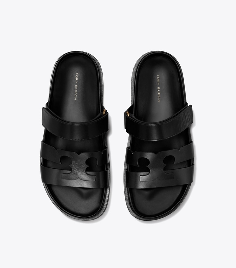 Tory burch size hot 9 black/silver ines slides