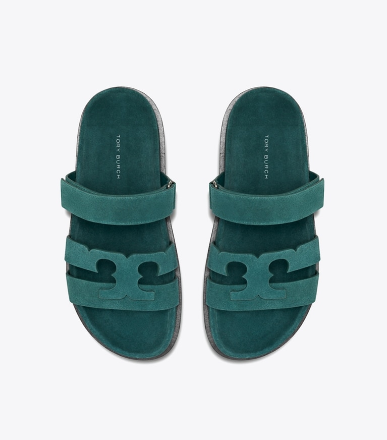 Tory Burch designer sandals Ines Sport Slide in CEDAR GREEN overhead