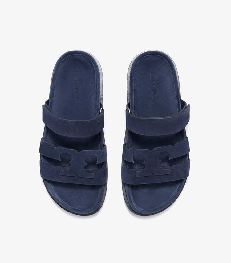 Tory Burch designer sandals Ines Sport Slide in NEW NAVY overhead