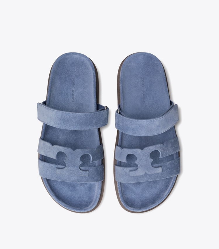 Tory Burch designer sandals Ines Sport Slide in SOFT BLUE overhead