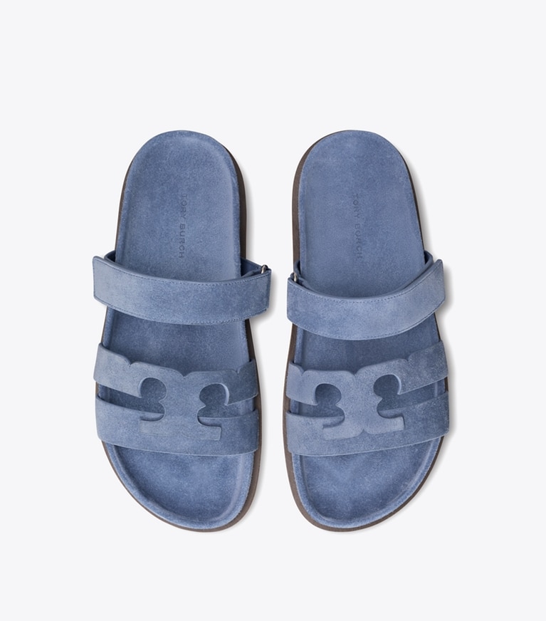 Tory Burch designer sandals Ines Sport Slide in SOFT BLUE overhead