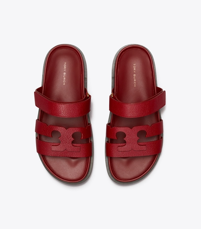 Tory Burch designer sandals Ines Sport Slide in RUBY overhead