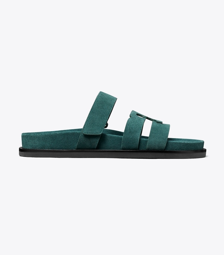 Tory Burch designer sandals Ines Sport Slide in CEDAR GREEN side