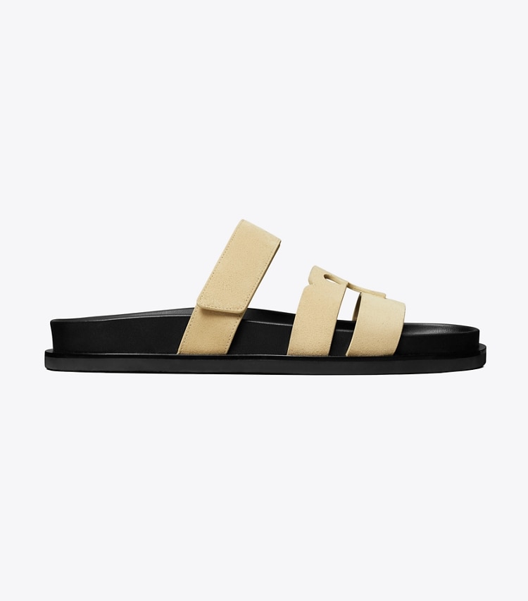 Tory Burch designer sandals Ines Sport Slide in PRALINE / PERFECT BLACK side