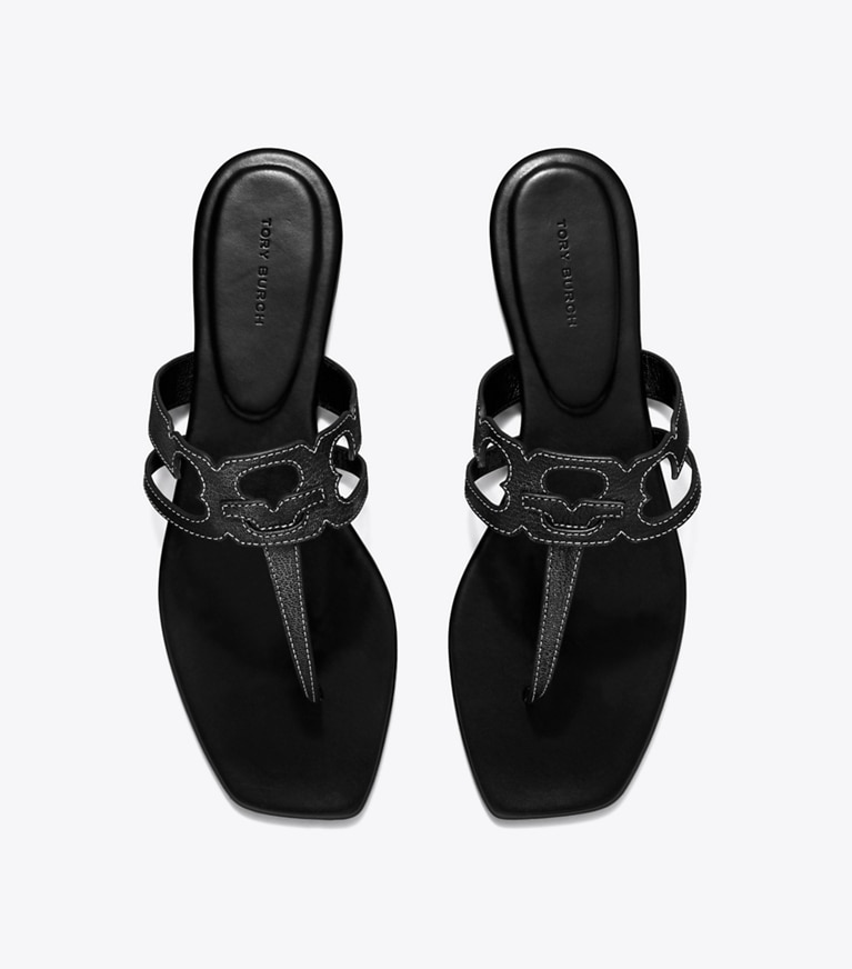 Tory Burch designer sandals Ines T-Strap Sandal in PERFECT BLACK / PERFECT BLACK angle