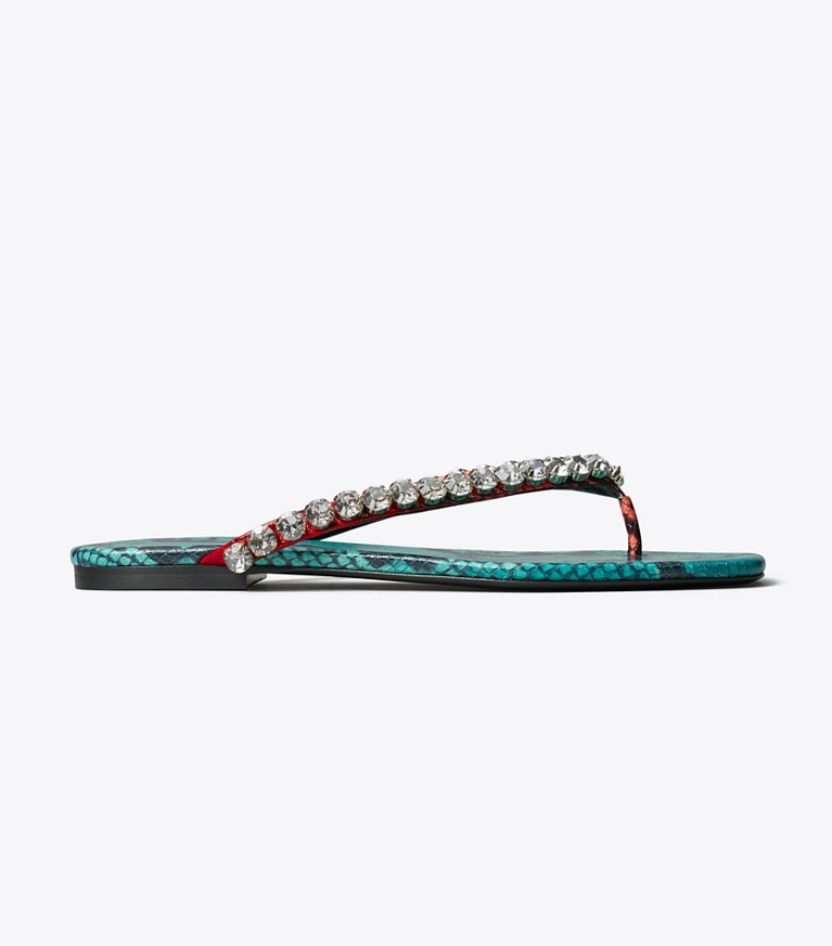 Tory Burch designer sandali Infradito con cristalli in BEARBERRY / ATLAS / BLACK DIAMOND side