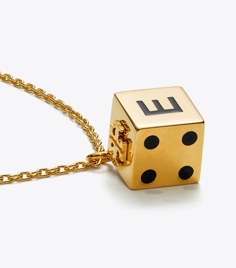 Tory Burch designer necklaces Initial Pendant Necklace in E - Tory Gold / Black detail