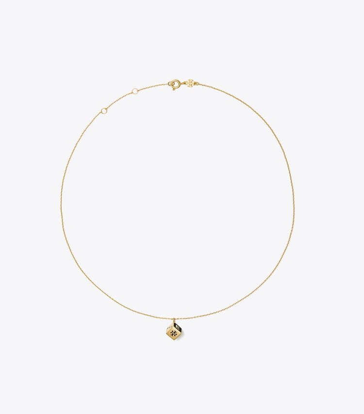 Tory Burch designer necklaces Initial Pendant Necklace in E - Tory Gold / Black front