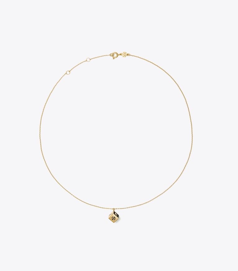 Tory Burch designer necklaces Initial Pendant Necklace in E - Tory Gold / Black front