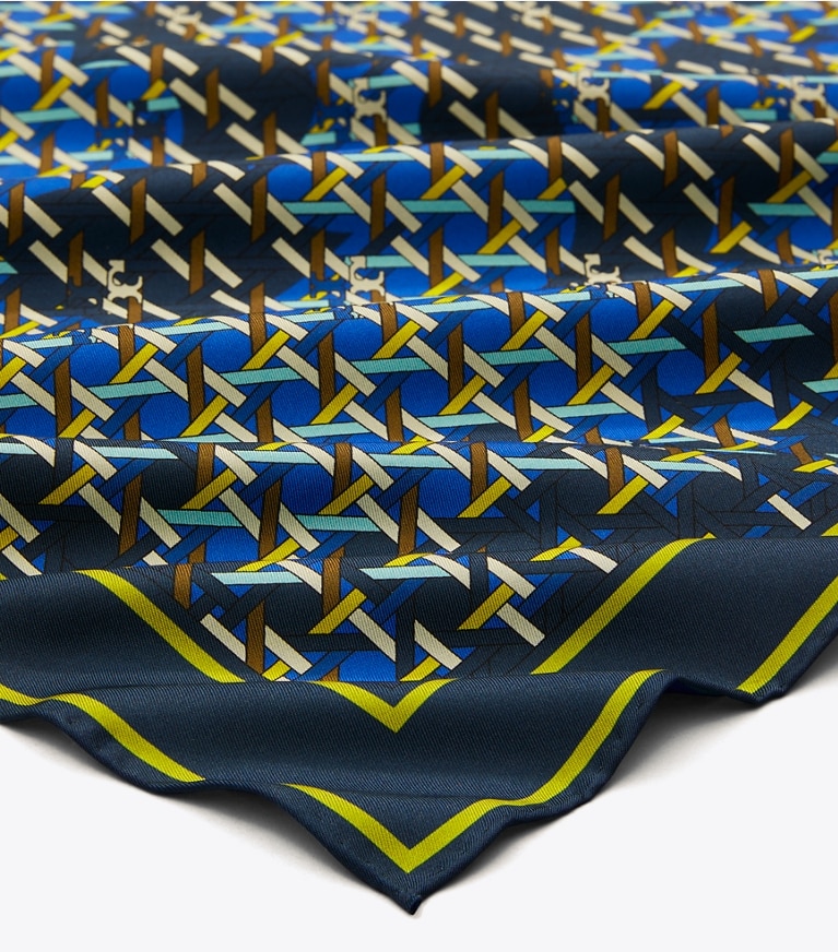 Tory Burch designer scarves Ink Basketweave Neckerchief in Ink Basketweave Navy overhead