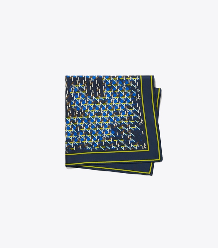 Tory Burch designer scarves Ink Basketweave Neckerchief in Ink Basketweave Navy folded