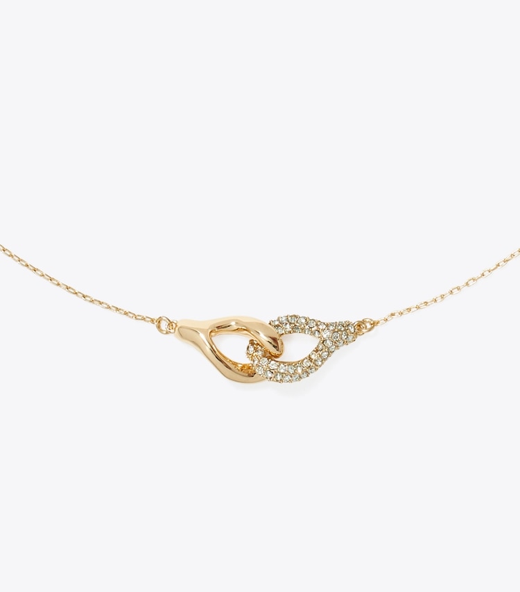 Tory Burch designer necklaces Interlocking Wishbone Pendant in Tory Gold / Crystal detail
