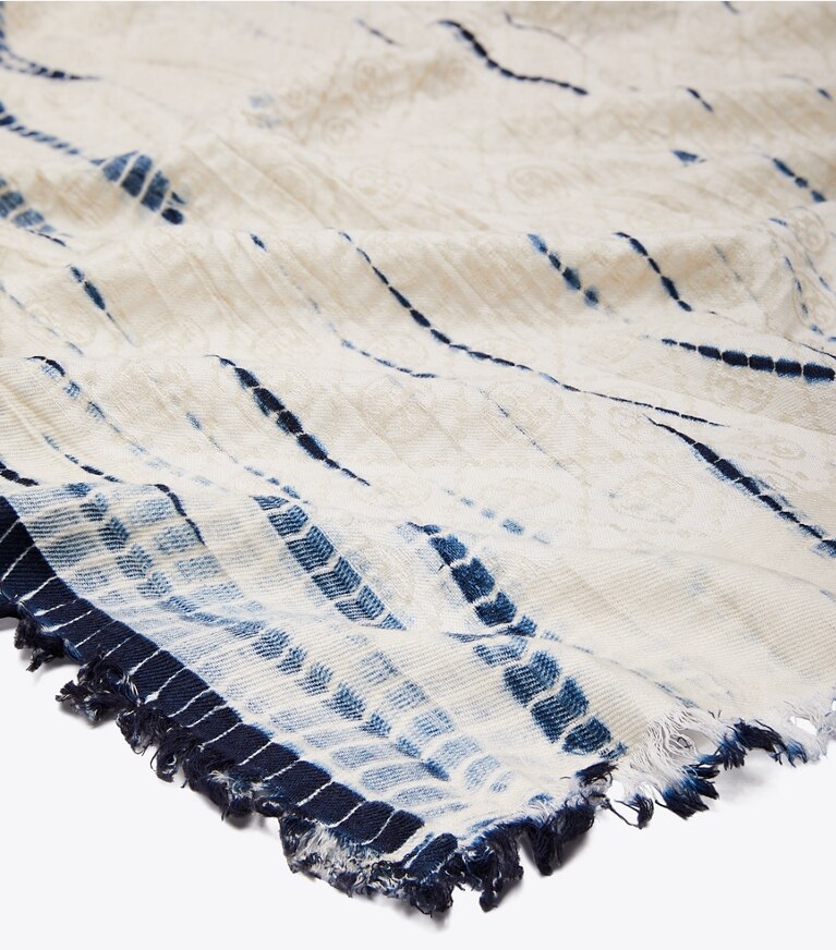 Tory Burch designer scarves Inverted Aura Stripe Traveler Oversized Square in Cream overhead