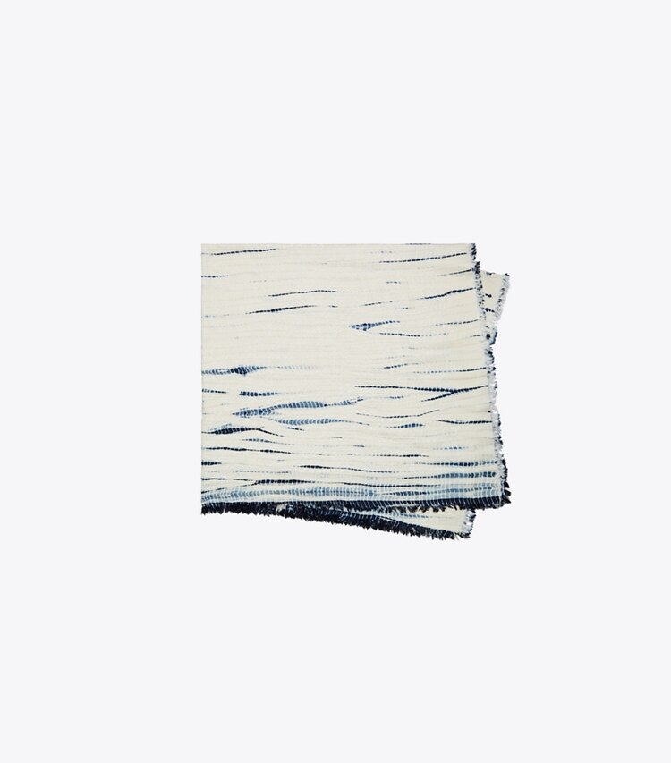 Tory Burch designer scarves Inverted Aura Stripe Traveler Oversized Square in Cream folded