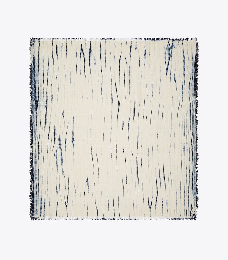 Tory Burch designer scarves Inverted Aura Stripe Traveler Oversized Square in Cream overhead