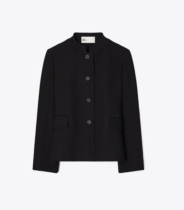 Tory Burch designer jacken Jacke aus Viskose- und Baumwollcrêpe in BLACK front