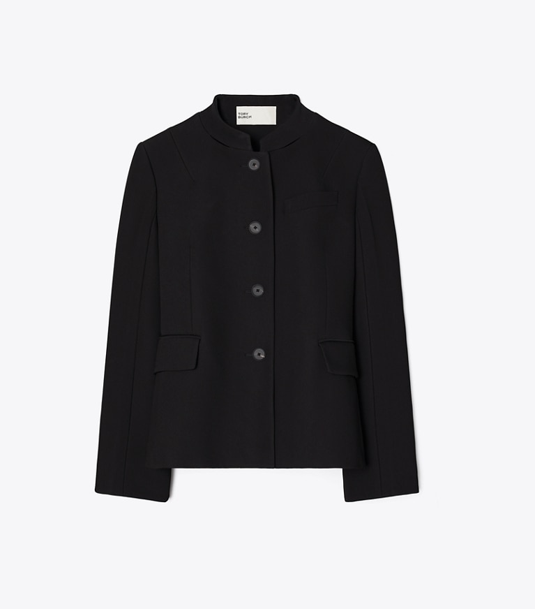 Tory Burch designer jacken Jacke aus Viskose- und Baumwollcrêpe in BLACK front